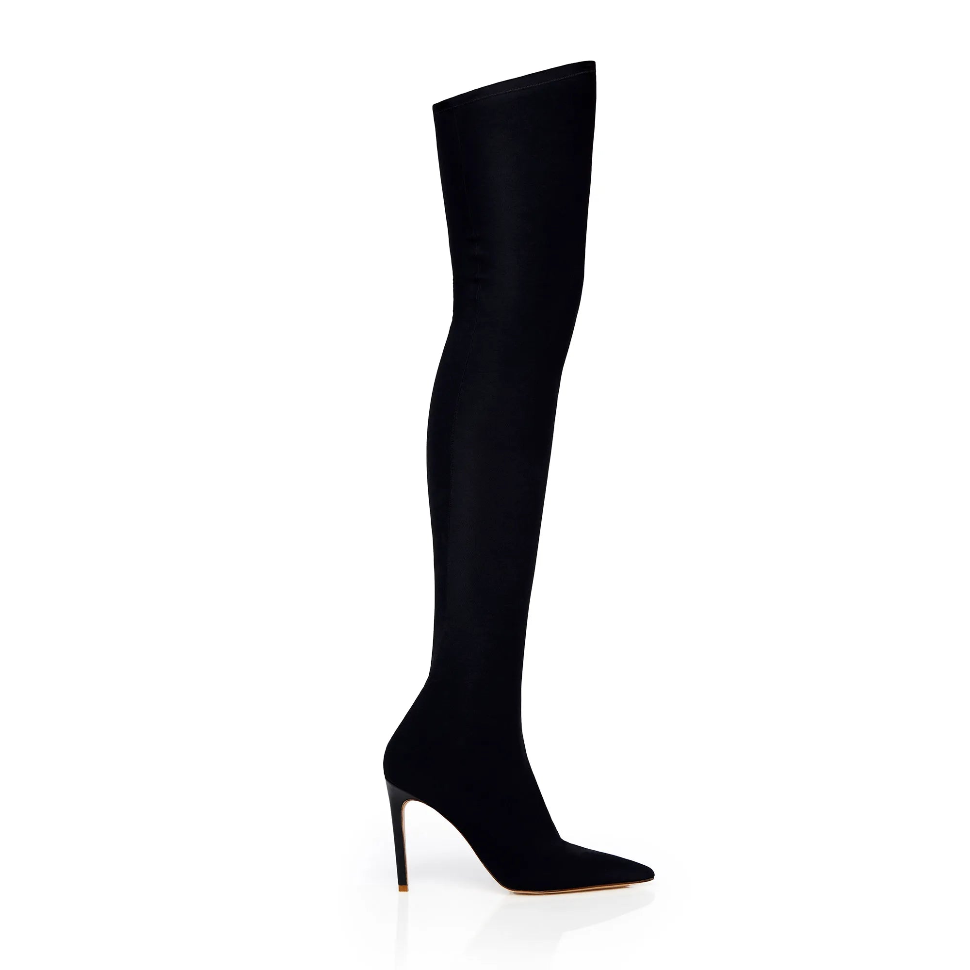 Scarlet OTK Calzino 100mm over-the-knee boot in nero, side view