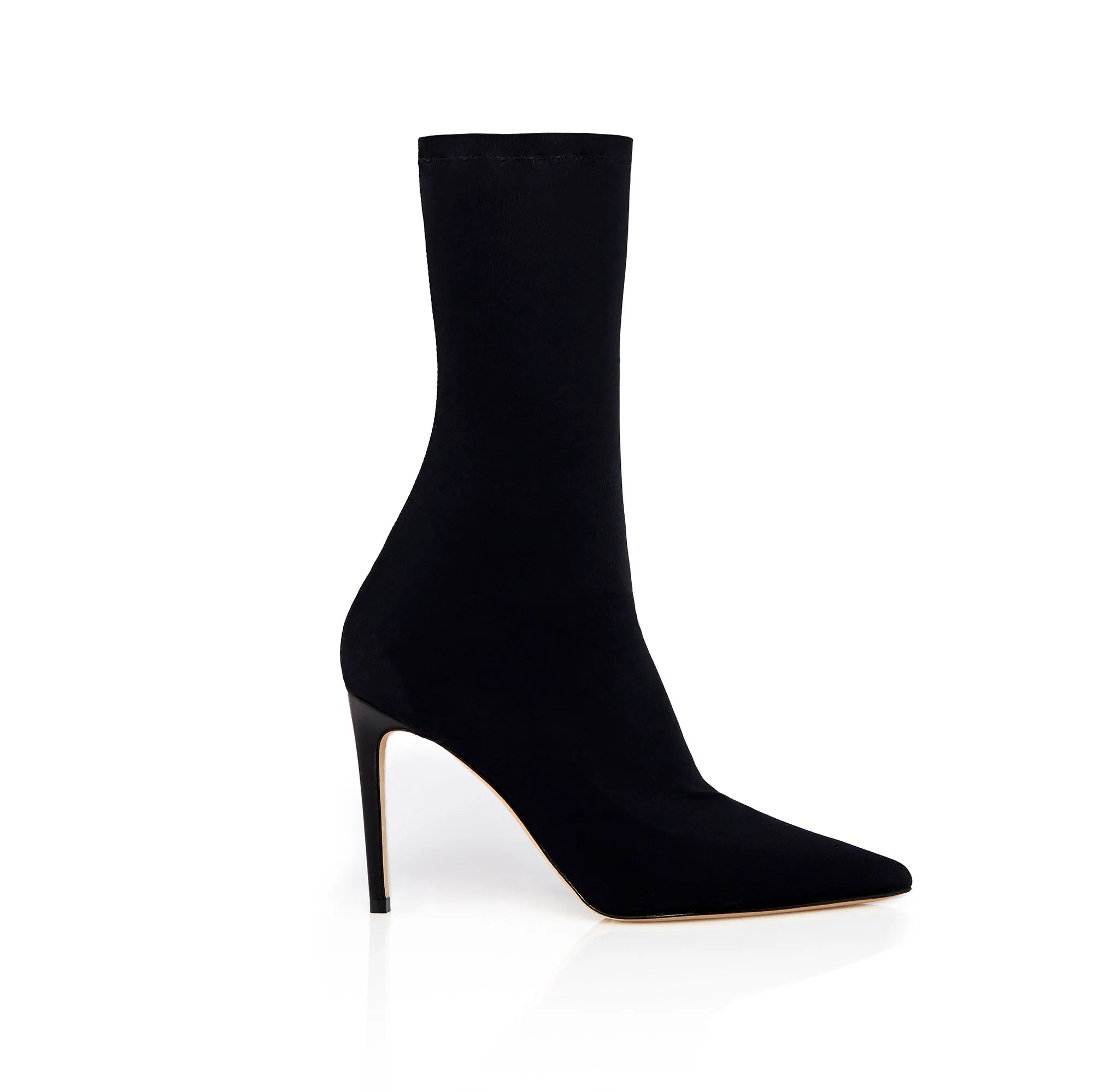 Silene Calzino 100mm bootie in nero, side view