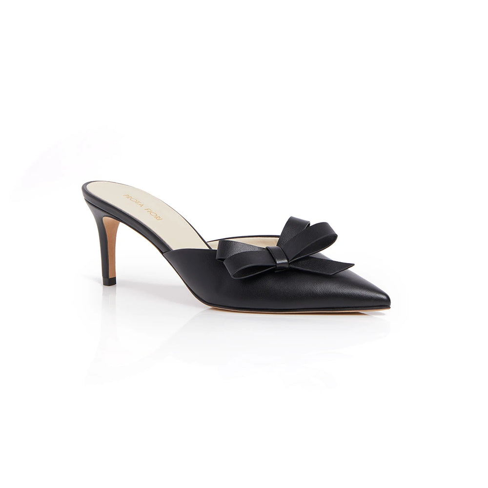 Prota Fiori Women s Ortensia 75mm Bow Mules Nero