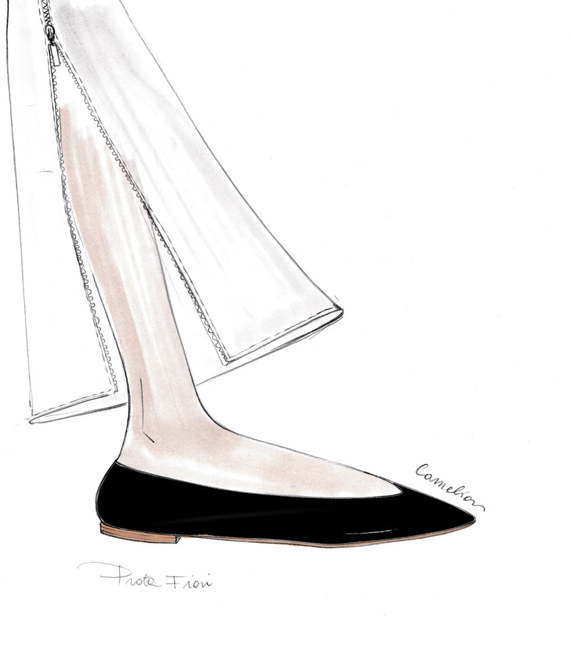 Chanel Coco Camelia Ballerina Flats in Ivory/Black | MTYCI