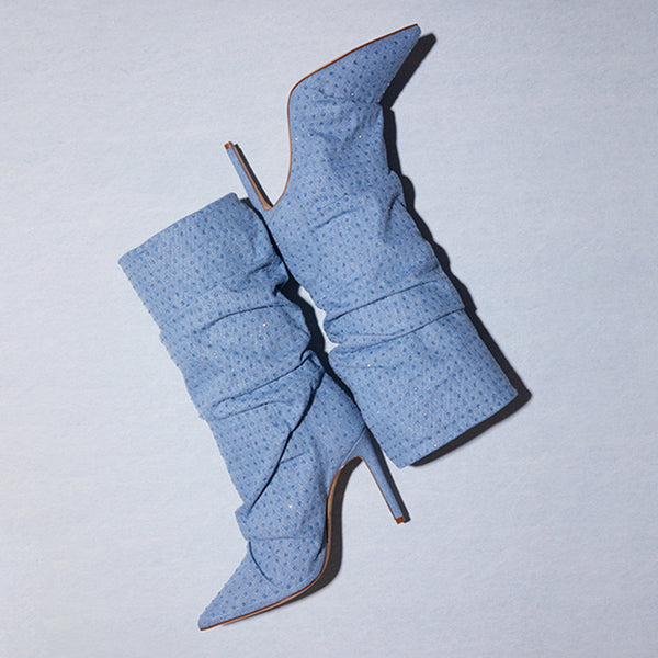 POPPY SCINTELLE BLU 100MM BOOTIE