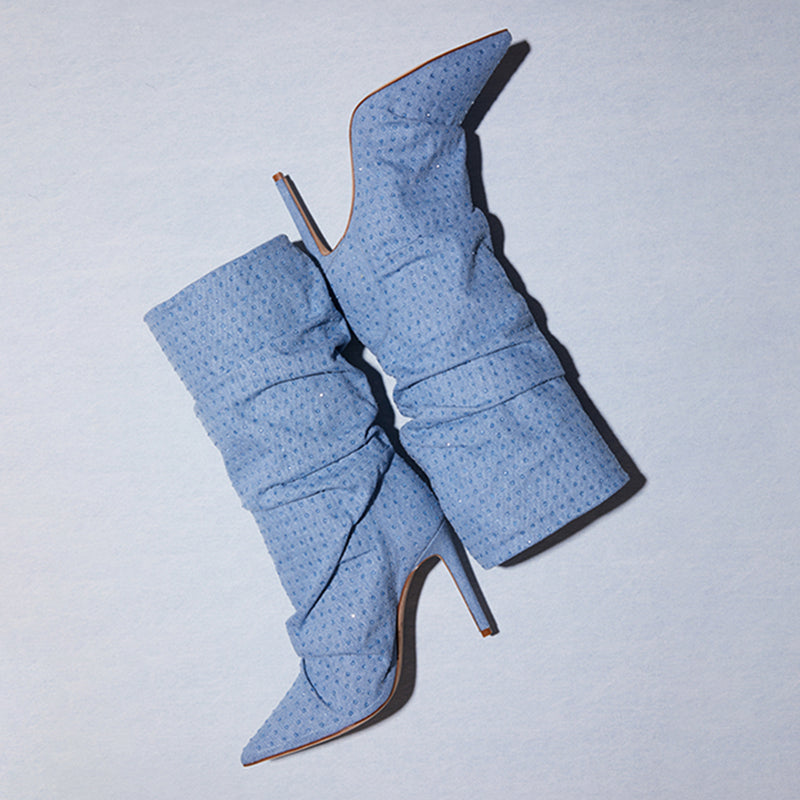 POPPY SCINTELLE BLU 100MM BOOTIE