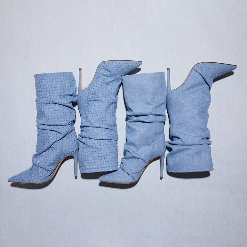 POPPY SCINTELLE BLU 100MM BOOTIE